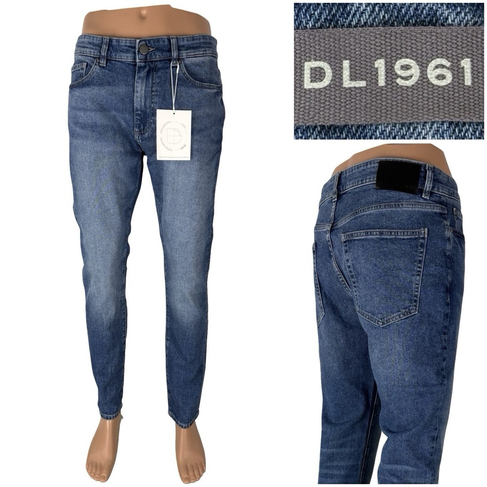 DL1961 Mens 33 X 32 Jeans Cooper Tapered Sea Storm Stretch Blue Cotton Blend NWT
